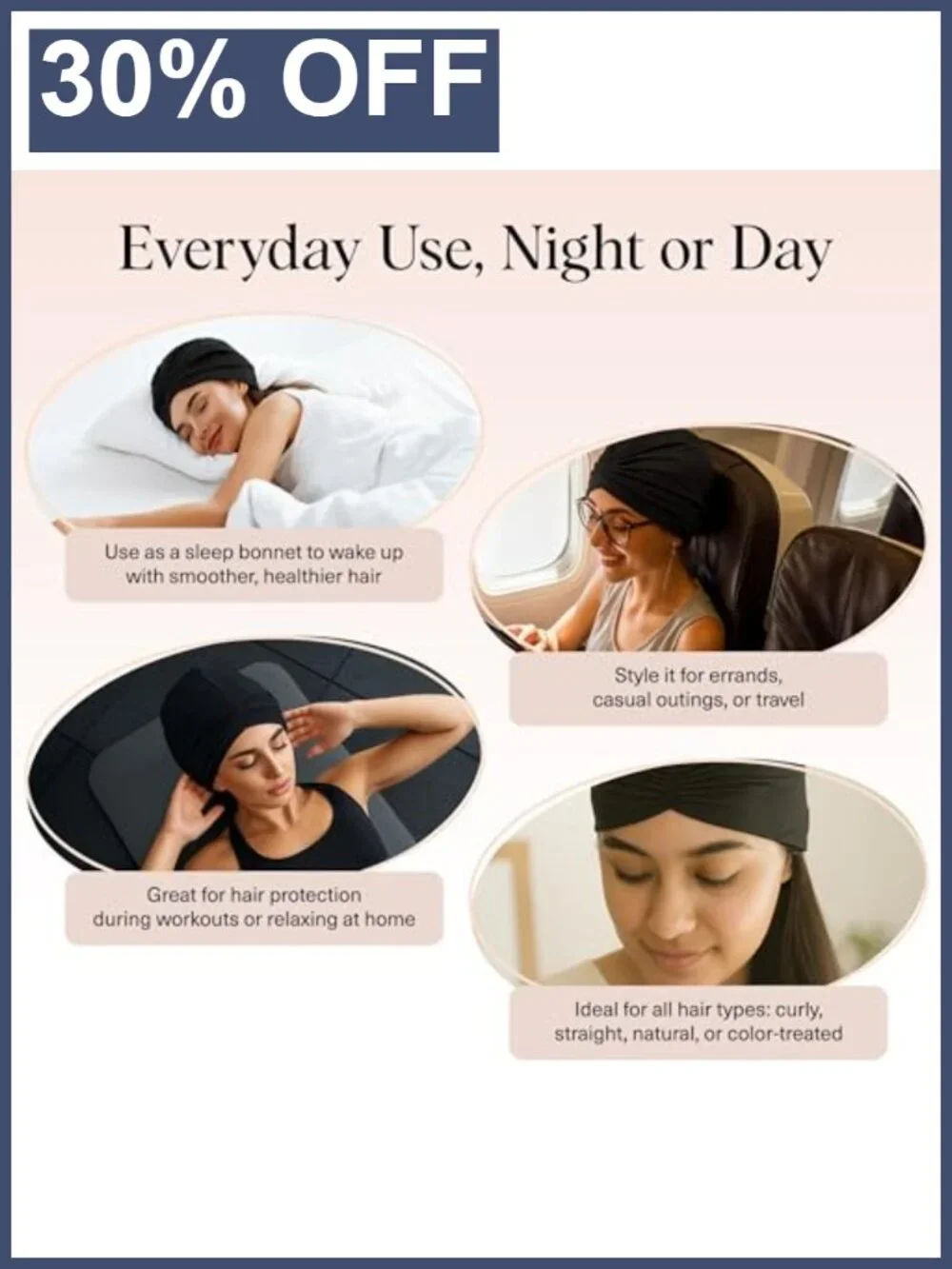 Satin Lined Sleep Cap, Silk Bonnet for Hair, Beanie for Women
